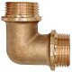 Gewinde-Fitting aus Messing > Winkel 90 Grad mit Außengewinde mit Kragen (AG-AG) 3/8 Zoll