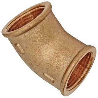 Gewinde-Fitting aus Messing > Winkel 45 Grad mit Innengewinde (IG-IG) 1/2 Zoll