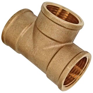 Gewindefitting Messing, T-Stück, 1/4 Zoll IG, Trinkwasser geeignet, 1/4" Innengewinde-Innendurchmesser 11mm DN8 Rohr, Abzweig 2-Wege Verteilung