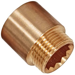 Gewinde-Fitting aus Messing > Hahnverlängerung mit Innengwinde und Außengewinde (IG-AG) 3/4 Zoll 100 mm