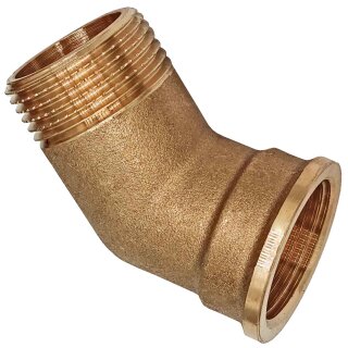 Gewinde-Fitting aus Messing > Winkel 45 Grad mit Innengewinde und Außengewinde (IG-AG) 1 Zoll