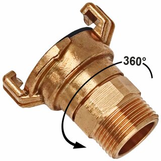 Klauen- Schnellkupplung System aus Messing kompatibel GEKA > Außengewinde drehbar 3/4 Zoll AG (außen ca.26mm)