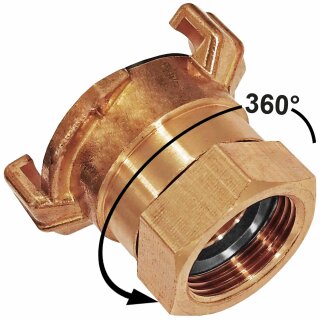 Klauen- Schnellkupplung System aus Messing kompatibel GEKA > Innengewinde drehbar 3/4 Zoll IG (innen ca. 24mm)