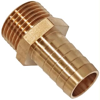 Schlauchtülle aus Messing mit Außengewinde (AG-Schlauchtülle) 1/4 Zoll = 13,2mm 12mm