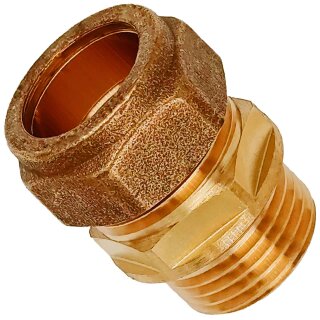 Schraubfitting Kupferrohr, Übergang, 22mm x 3/4 Zoll AG Mit Kragen, Messing Klemmringverschraubung, Trinkwasser geeignet, für Rohr-Außendurchmesser 22mm, 3/4 Zoll Außengewinde