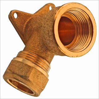 Schraubfitting Kupferrohr, Wandwinkel, 15mm x 1/2 Zoll IG Messing Klemmringverschraubung, Trinkwasser geeignet, für Rohr-Außendurchmesser 15mm, 1/2 Zoll Innengewinde