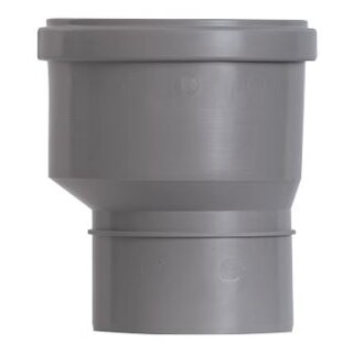 HT Abfluß, Reduzier-Adapter, Exzentrisch, DN125 x DN110 mit Muffe Dichtung, Für Rohr-Außendurchmesser 125mm x 110mm, Kunststoff grau, Abwasser Leitung Kanal Lüftung