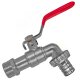 Auslaufhahn aus Messing mit Schnellkupplung für GEKA, Hebelgriff rot 3/4" Wandanschluss