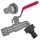 Auslaufhahn aus Zink mit Kunststoff Stecker für Gardena Buchse, Hebelgriff rot 3/4" und 1/2" Wandanschluss