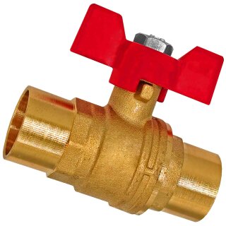 Löt-Fitting aus Messing > Kugelhahn mit Flügelgriff rot (i-i) Für Rohr außen Ø 22mm