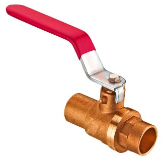 Löt-Fitting aus Messing > Kugelhahn mit Hebelgriff rot (i-i) Für Rohr Ø 22mm