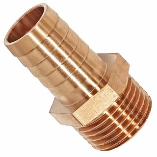 Schlauchtülle aus Messing mit Außengewinde (AG-Schlauchtülle) 3/4 Zoll = 26,4mm 13mm (1/2 Zoll Schlauch)