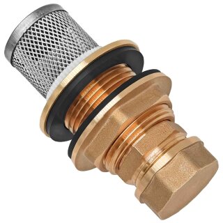 Regentonnendurchführung Messing, Verschlußkappe, Edelstahl-Filter