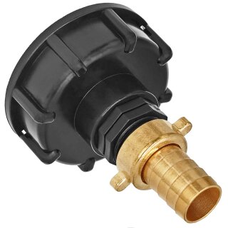 IBC Tank S60x6 Anschluß Adapter mit Messing Überwurfverschraubung  Schlauchtülle 27mm TülleØ