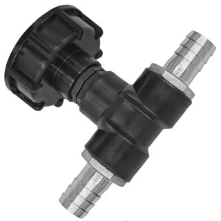 IBC Tank S60x6 Anschluß Adapter mit 2 Edelstahl Schlauchtüllen 19mm TülleØ
