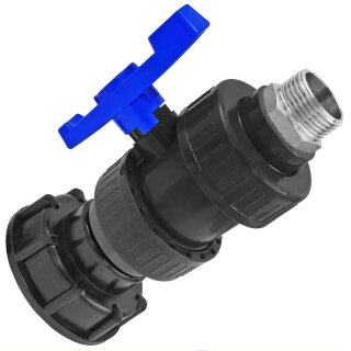 IBC Tank S60x6 Adapter Kugelhahn mit Edelstahl Außengewinde