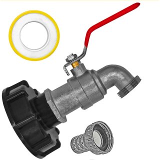 IBC Tank Anschluß S60x6 Adapter Volldurchlass-Auslaufhahn Außengewinde