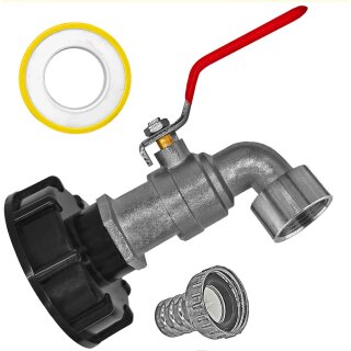 IBC Tank Anschluß S60x6 Adapter Volldurchlass-Auslaufhahn Innengewinde