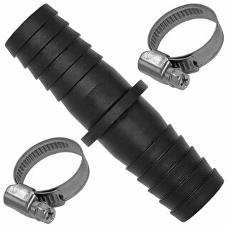 Schlauchverbinder aus Kunststoff > Schlauchverbinder gerade mit 2 Edelstahl-Schellen 25mm Tülle Ø
