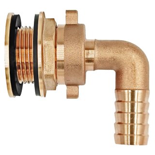 Regentonnendurchführung Messing Winkel 90 Grad, Überwurfverschraubung-Schlauchtülle Für 22mm LochØ mit 13mm Tülle-AußenØ (1/2" Schlauch)