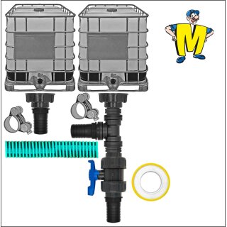 Verbinder Set für 2 IBC Tanks, Zubehör komplett Volldurchlass