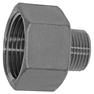 Gewinde-Fitting aus Edelstahl > Muffennippel mit Innengewinde und Außengewinde reduzierend (IG-AG.r.) 1 1/4 Zoll auf 1 Zoll