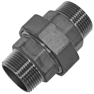 Gewinde-Fitting aus Edelstahl > Verschraubung flach dichtend mit Außengewinde (AG-AG) 1 Zoll