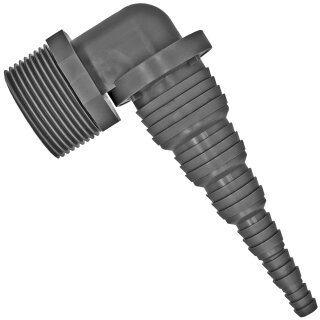 HT Abflußrohr-System > Universal Winkel-Schlauchanschluss Pumpenwinkel mit Rohr Außengewinde 1 1/4 Zoll AG (Ø 41mm), mit Schlauchtüllen Außendurchmesser 10 12 15 21 27 34 mm Adapter Wasserschlauch
