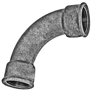 Gewinde-Fitting aus Temperguss verzinkt > Bogen 90 Grad mit Innengewinde Nr.2 (IG-IG)