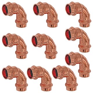 Pressfittings für Kupferrohr > Winkel 90 Grad aus Kupfer 2416 (i-i) 22 mm 10 Stück