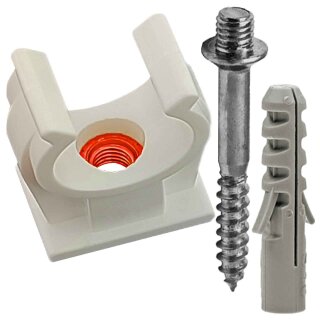 Rohrclip einfach + Schraube/Dübel 10 mm 20 Stück