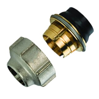 Hahnblock-Ventil, Durchgang, Mittelanschluss, thermostatisch, Eurokonus  Adapter für 12mm Alu-Verbundrrohr, Chrom