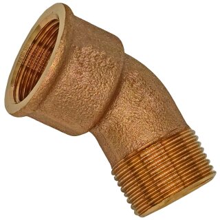 Gewinde-Fitting aus Rotguss (Serie 3000) > Winkel 45 Grad mit Innengewinde und Außengewinde Nr.3121 (IG-AG) 1/2 Zoll