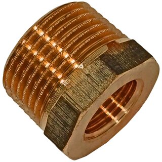 Gewinde-Fitting aus Rotguss (Serie 3000) > Reduzierstück mit Außengewinde und Innengewinde reduzierend Nr.3241 (AG-IG.r.) 1 1/2 Zoll AG auf 1/2 Zoll IG