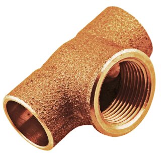 Löt-Fitting aus Rotguss > T-Stück mit Innengewinde (i-IG-i) Serie 4130G 28 mm x 1/2 Zoll x 28 mm