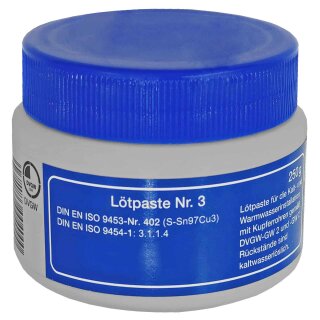 Lötpaste Nr. 3 für Kalt- und Warmwasser-Installation mit Kupferrohren