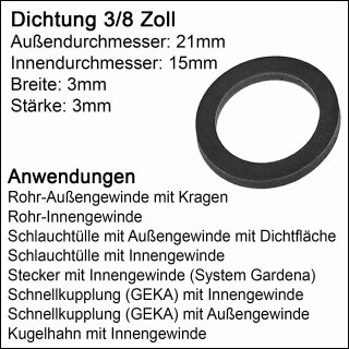 Ersatzdichtung 3/8" lt.Tabelle